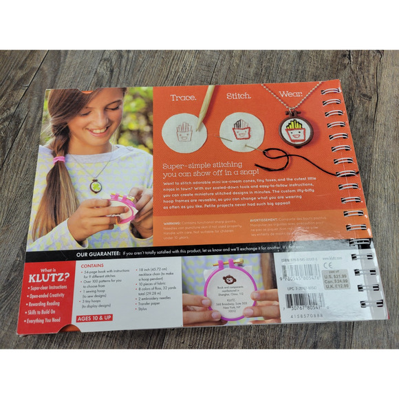 Tiny Stitches by Editors of Klutz Spiral Paperback DIY Girls Craft Kit - Picture 3 of 3